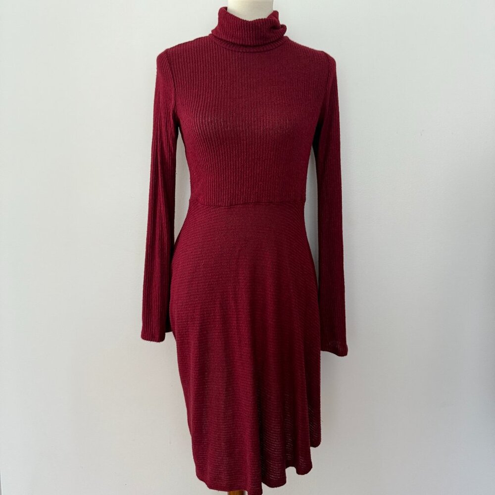 Modcloth Womens Turtle Neck Ribbed Dress Red M Medium